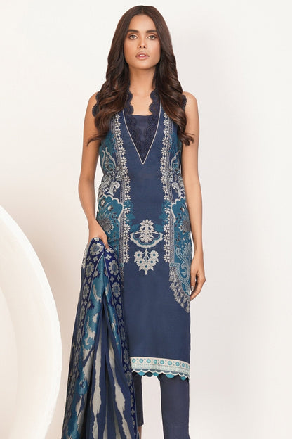 Alkaram - 3 Pc Printed Lawn Suit With Jacquard Dupatta