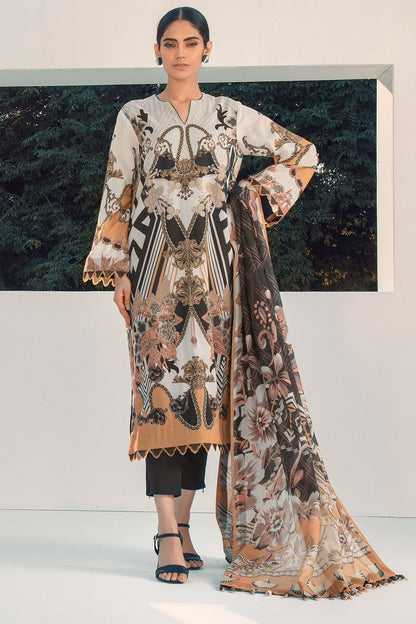 Alkaram - 3 Pc Digital Printed Lawn Suit With Digital Cotton Net Dupatta