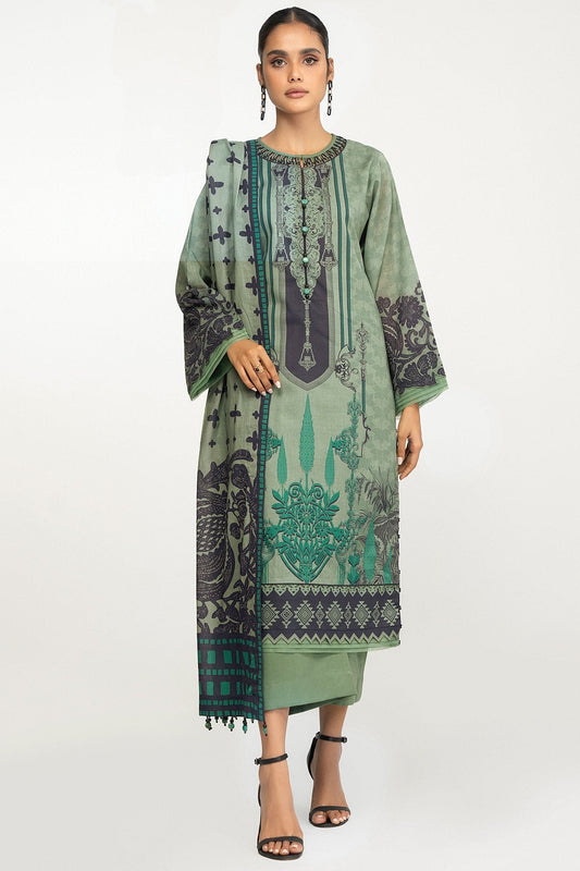 3 Pc Printed Lawn Suit With Cotton Net Dupatta