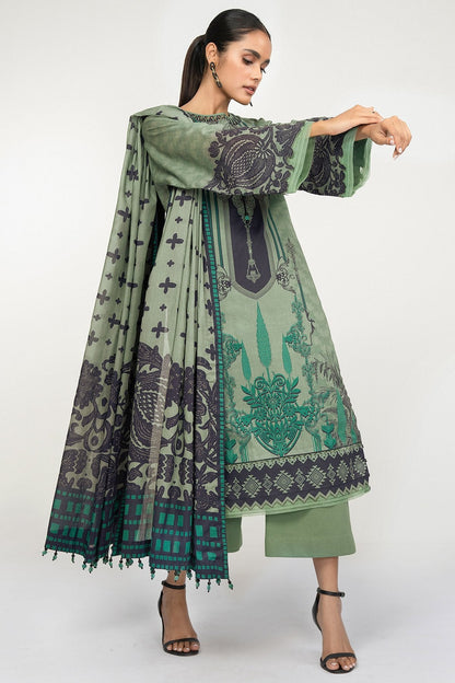 3 Pc Printed Lawn Suit With Cotton Net Dupatta