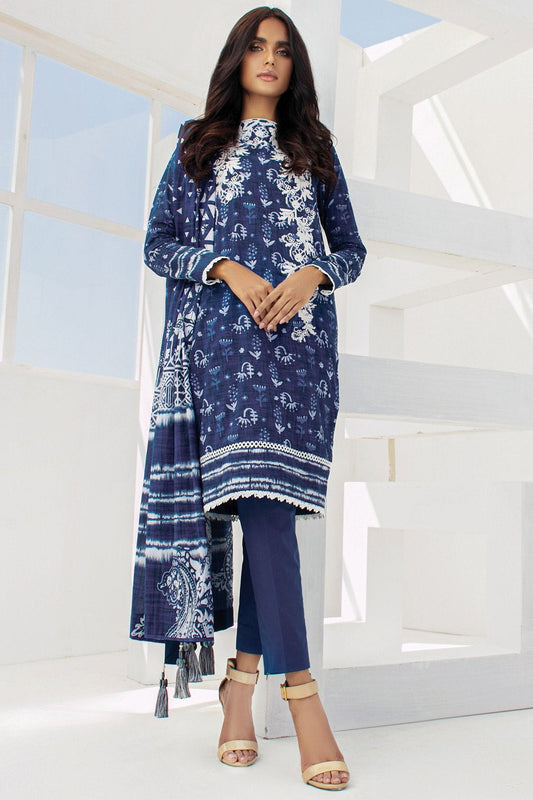 3 Pc Embroidered Lawn Suit With Lawn Dupatta