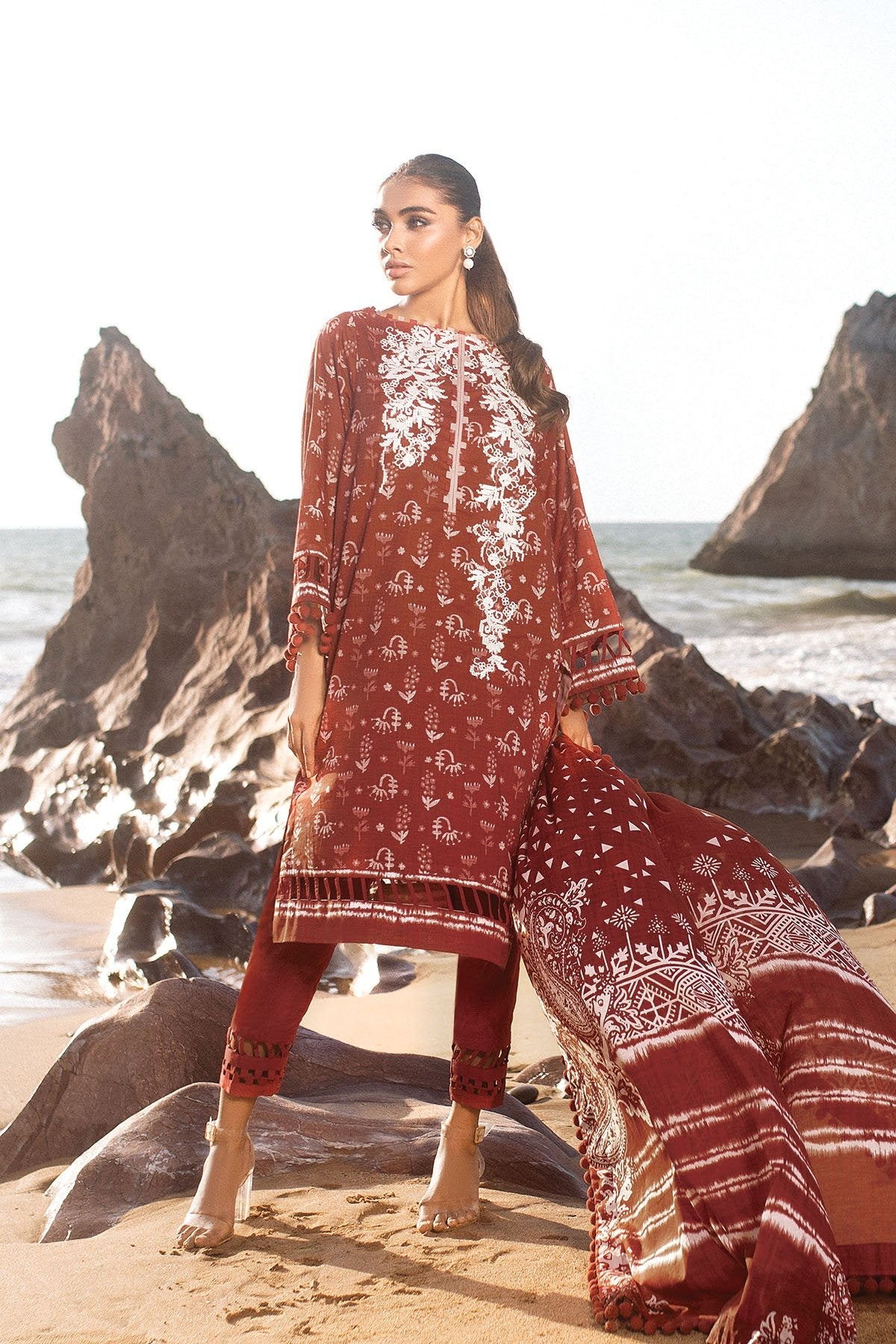 Alkaram - 3 Pc Embroidered Lawn Suit With Lawn Dupatta