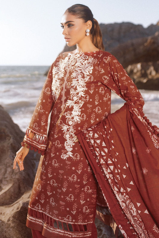 Alkaram - 3 Pc Embroidered Lawn Suit With Lawn Dupatta