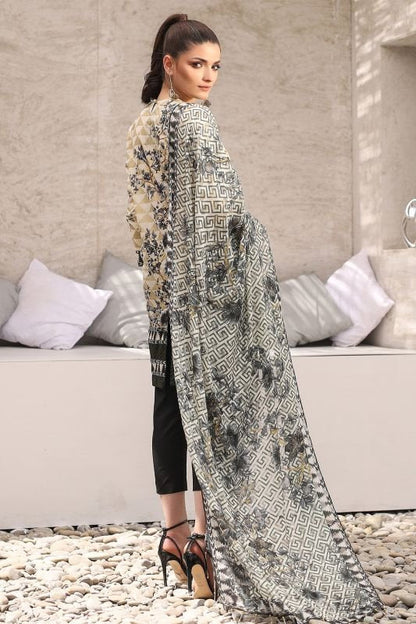 Alkaram - Three Piece Printed Suit With Jacquard Net Dupatta