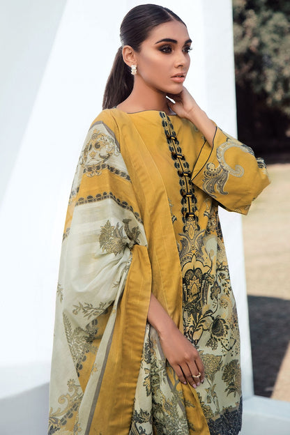 Alkaram - 3 Pc Embroidered Digital Lawn Suit With Digital Brochia Lawn Dupatta