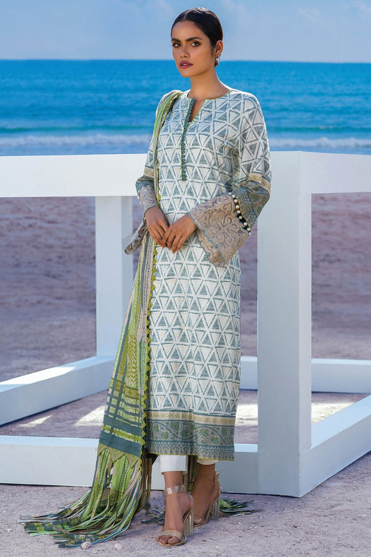 3 Pc Embroidered Lawn Suit With Printed Lawn Dupatta