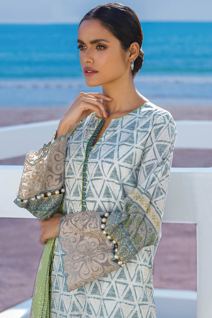 Alkaram - 3 Pc Embroidered Lawn Suit With Printed Lawn Dupatta