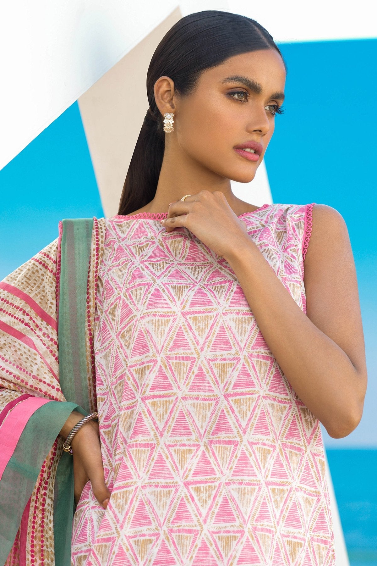Alkaram - 3 Pc Embroidered Lawn Suit With Printed Lawn Dupatta