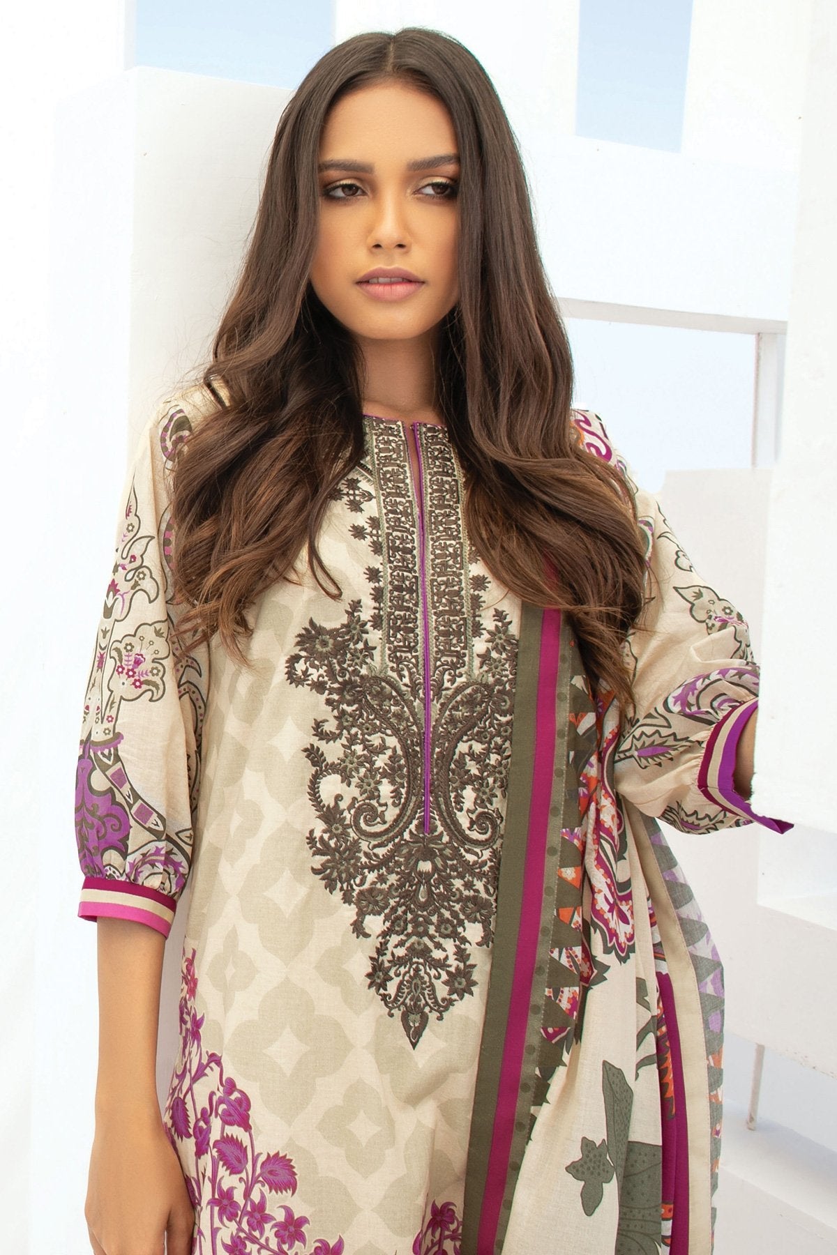 Alkaram - 2 Pc Embroidered Lawn Suit With Lawn Dupatta