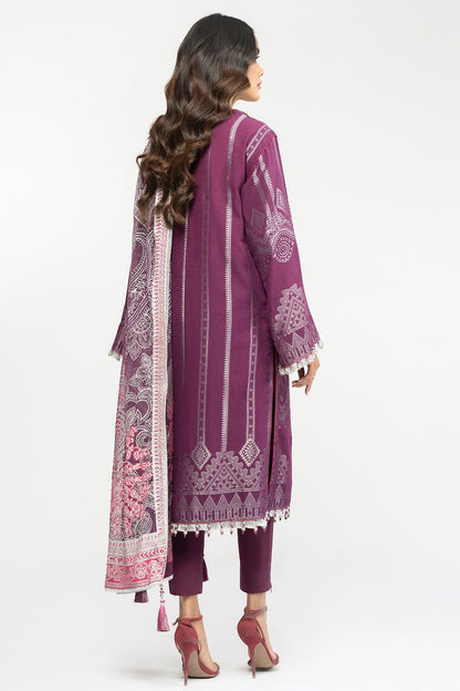 3 Pc Jacquard Suit With Chiffon Dupatta