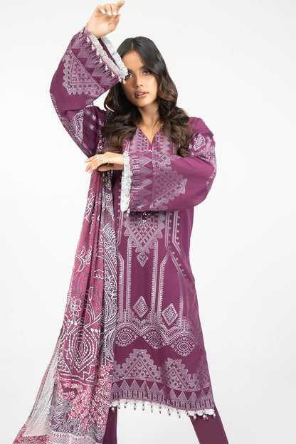 3 Pc Jacquard Suit With Chiffon Dupatta