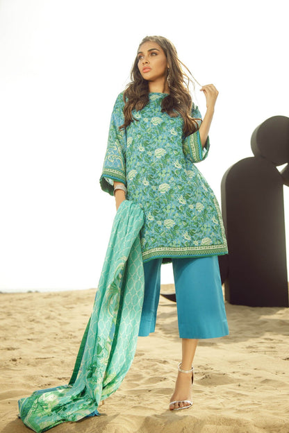 Alkaram - 3 Piece Printed Lawn Suit With Brochia Lawn Dupatta