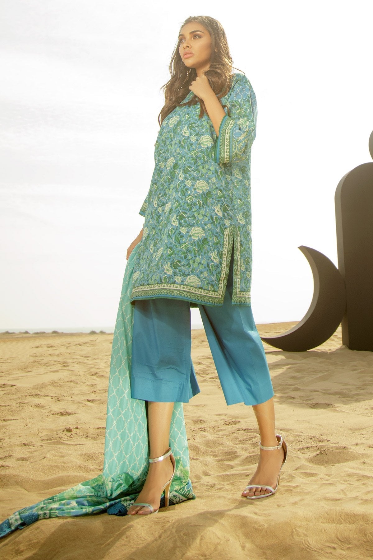 Alkaram - 3 Piece Printed Lawn Suit With Brochia Lawn Dupatta