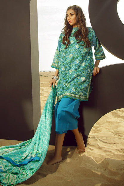 Alkaram - 3 Piece Printed Lawn Suit With Brochia Lawn Dupatta