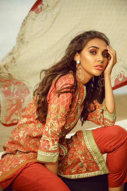 Alkaram - 3 Piece Printed Lawn Suit With Brochia Lawn Dupatta