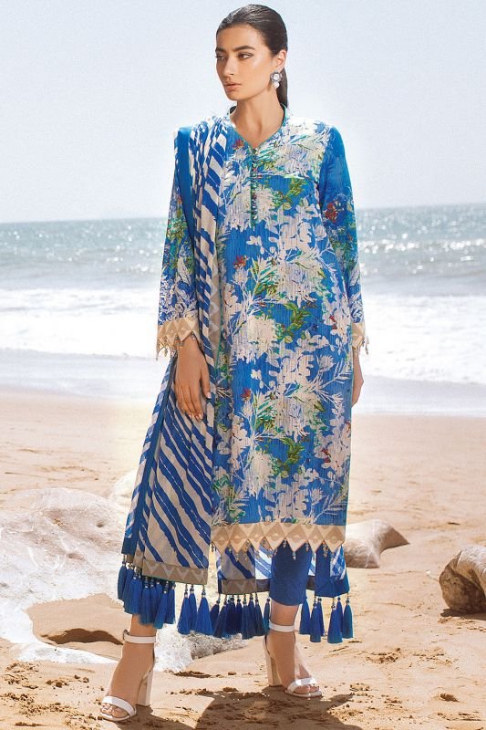 Alkaram - 3 Pc Printed Lawn Suit With Lawn Dupatta