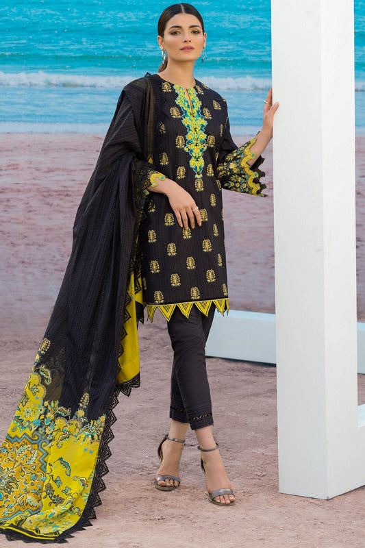 Alkaram - 3 Pc Embroidered Lawn Suit With Printed Lawn Dupatta