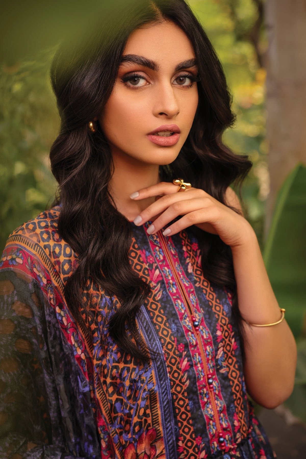 3 Pc Printed Lawn Suit With Jacquard Net Dupatta