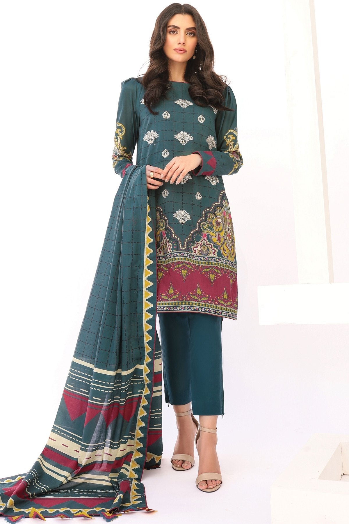 Alkaram - 2 Pc Embroidered Lawn Suit With Doria Dupatta