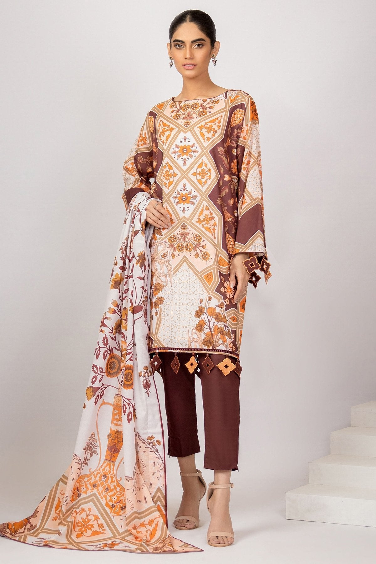 3 Pc Printed Lawn Suit With Printed Lawn Dupatta