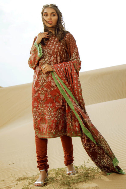 Alkaram - 3 Piece Printed Suit With Lawn Dupatta