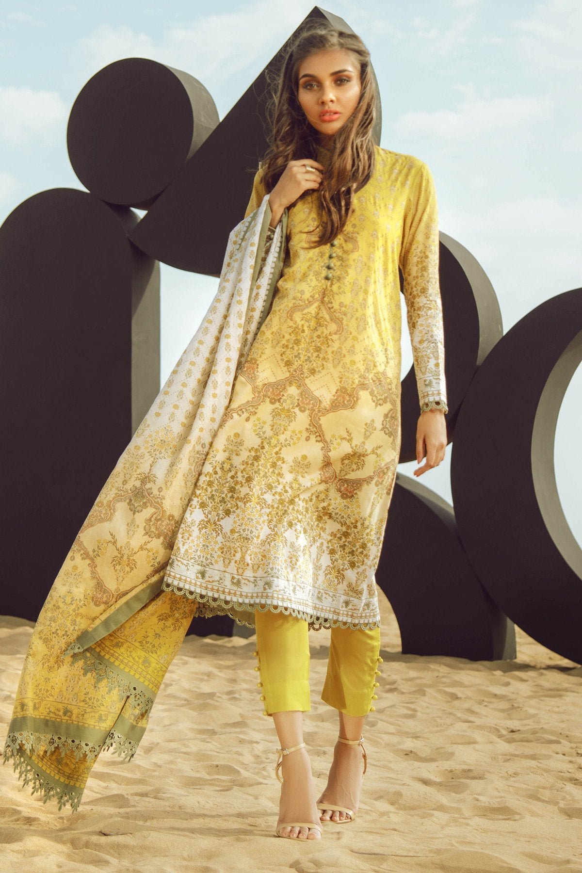 Alkaram - 3 Piece Printed Suit With Lawn Dupatta