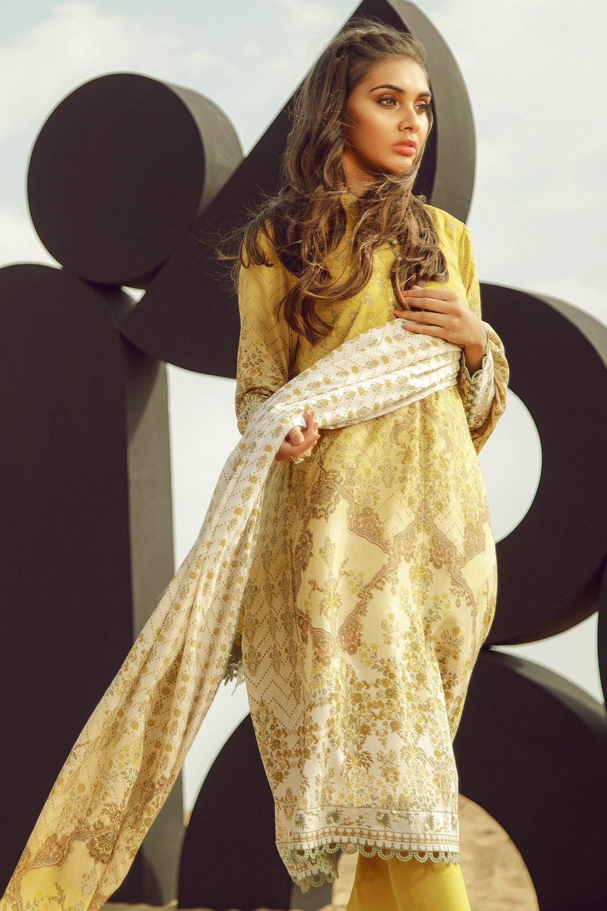 Alkaram - 3 Piece Printed Suit With Lawn Dupatta