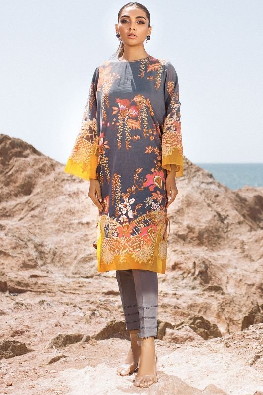 Alkaram - 2 Pc Printed Lawn Suit With Cambric Trouser