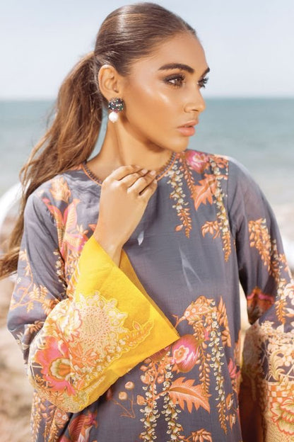 Alkaram - 2 Pc Printed Lawn Suit With Cambric Trouser