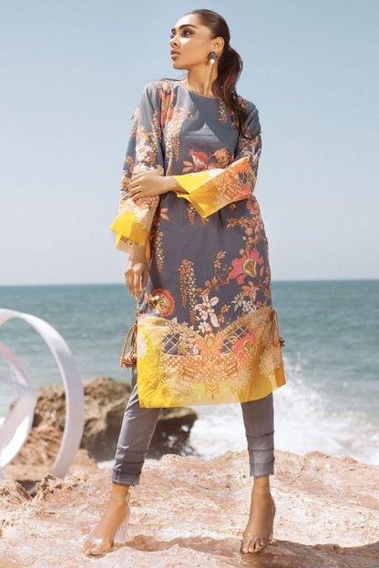 Alkaram - 2 Pc Printed Lawn Suit With Cambric Trouser