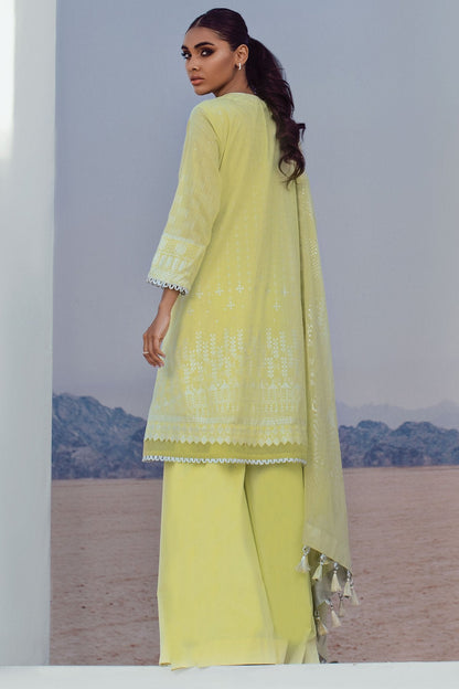 Alkaram - 3 Pc Foil Slub Lawn Suit With Foil Chiffon Dupatta