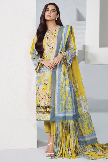 Alkaram - 3 Pc Printed Lawn Suit With Printed Lawn Dupatta