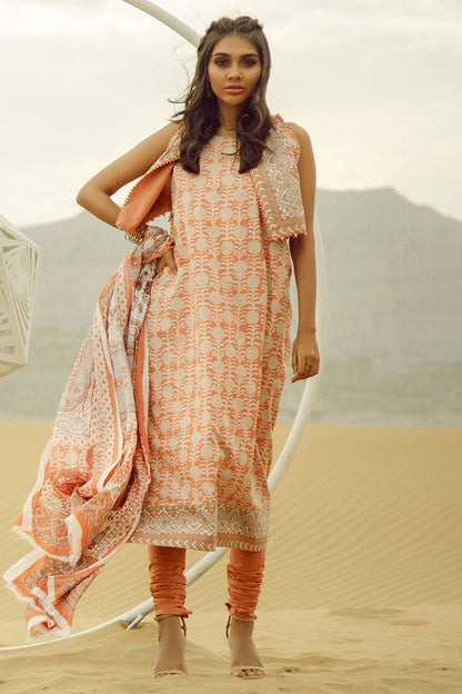 Alkaram - 3 Pc Printed Khaddar Suit With Khaddar Dupatta