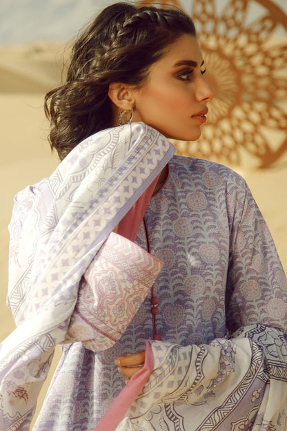 Alkaram - 3 Pc Printed Khaddar Suit With Khaddar Dupatta