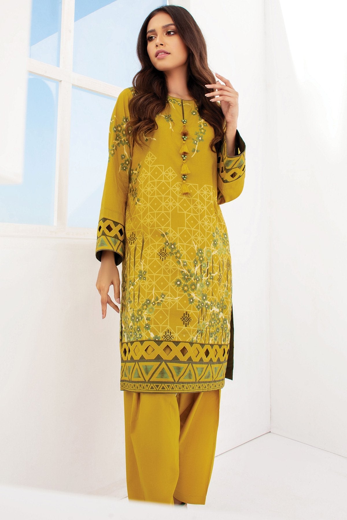 Alkaram - 2 Pc Printed Lawn Suit With Cambric Trouser