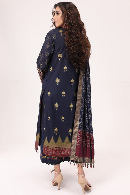 Alkaram - 3 Pc Embroidered Lawn Suit With Jacquard Dupatta