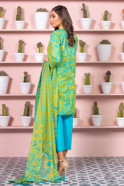 Alkaram - 3 Piece Printed Lawn Suit With Digital Chiffon Dupatta