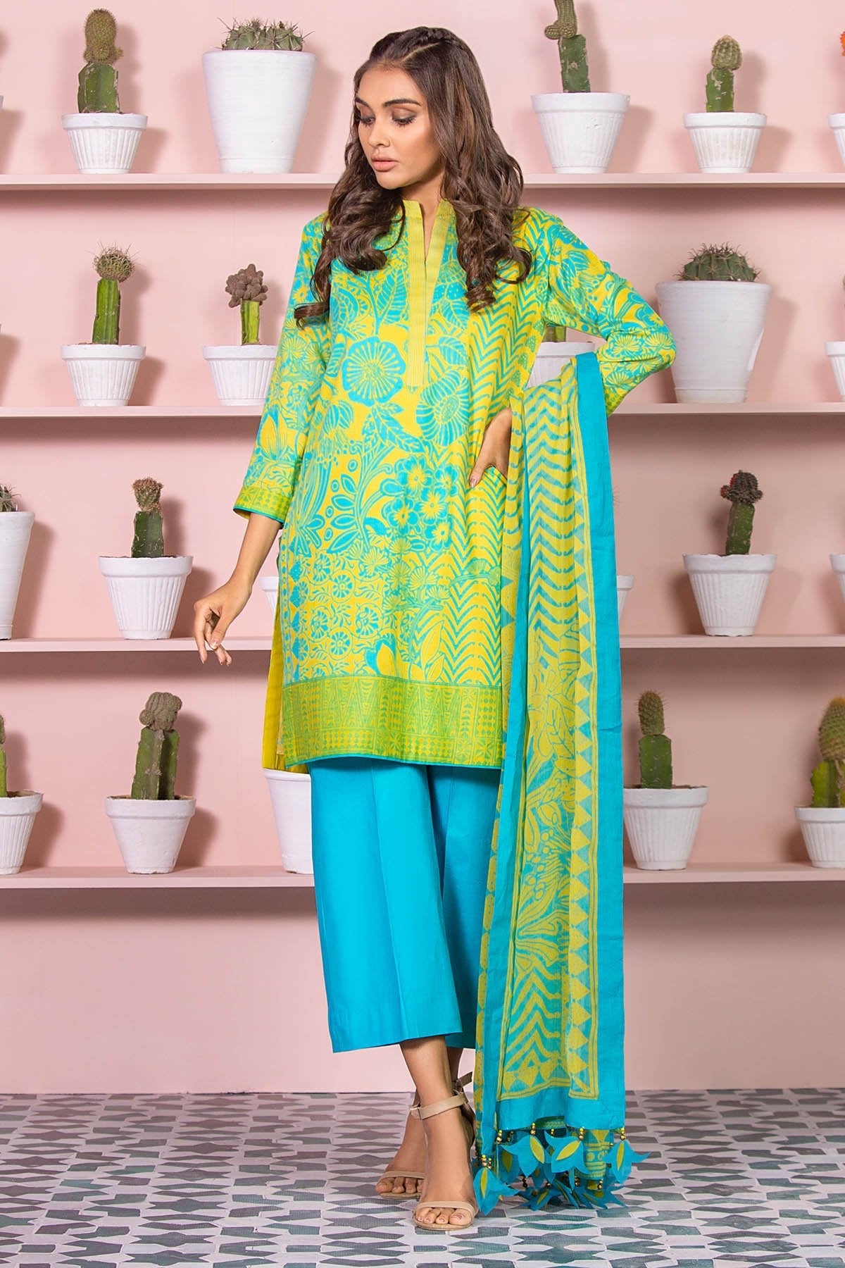 Alkaram - 3 Piece Printed Lawn Suit With Digital Chiffon Dupatta