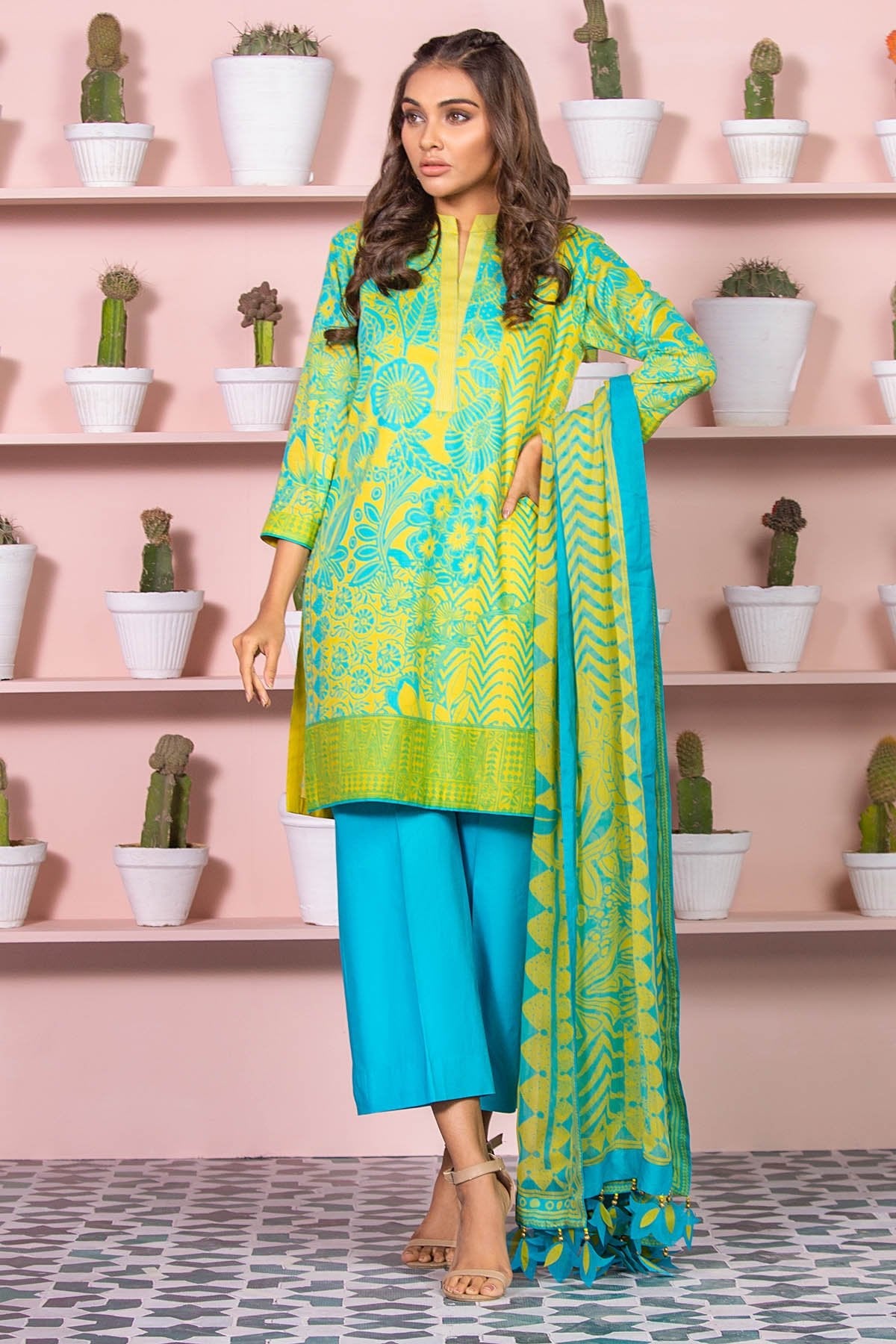 Alkaram - 3 Piece Printed Lawn Suit With Digital Chiffon Dupatta