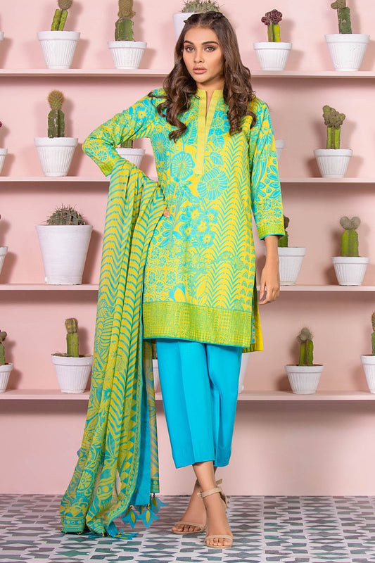 Alkaram - 3 Piece Printed Lawn Suit With Digital Chiffon Dupatta