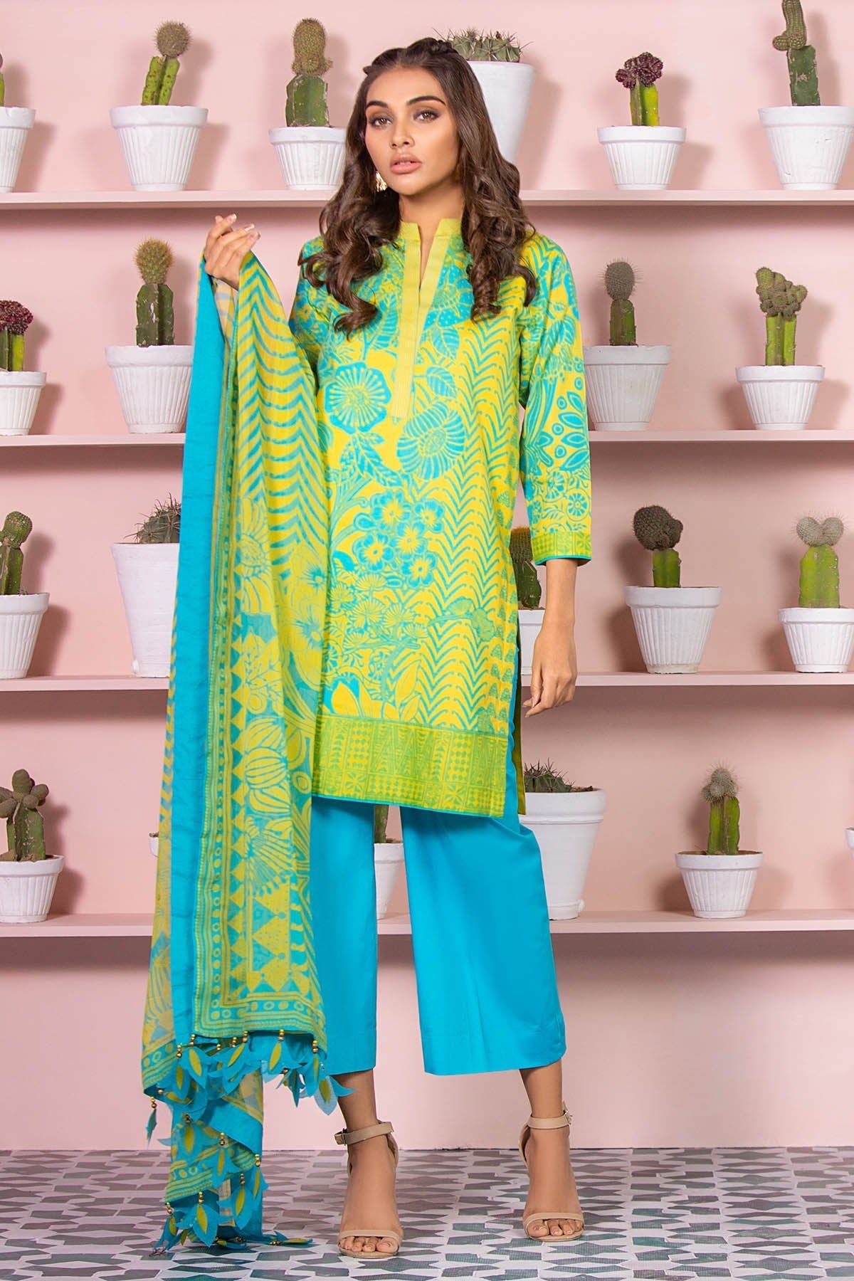Alkaram - 3 Piece Printed Lawn Suit With Digital Chiffon Dupatta