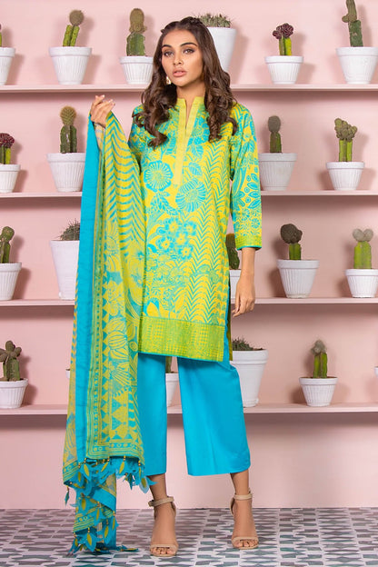 Alkaram - 3 Piece Printed Lawn Suit With Digital Chiffon Dupatta
