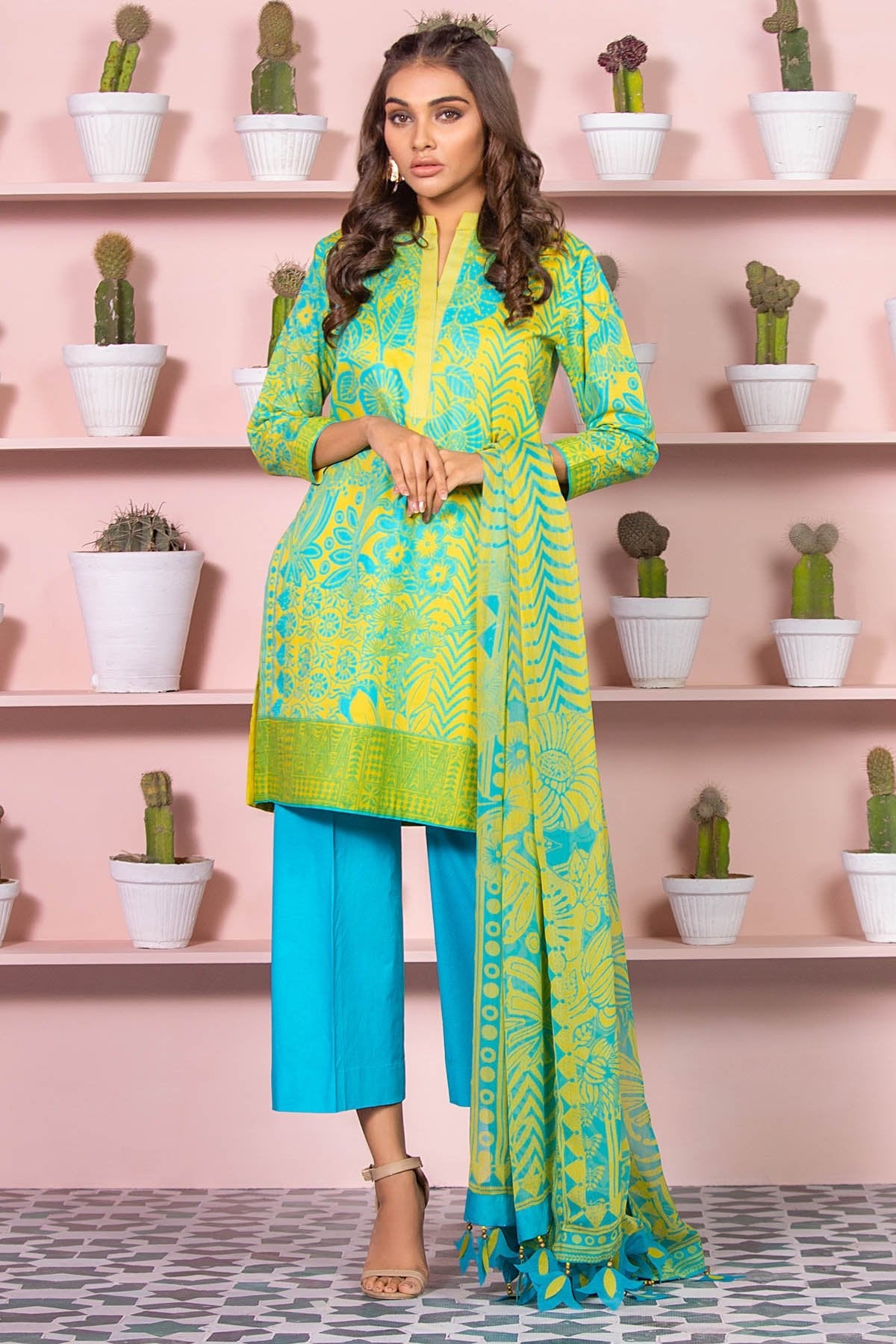 Alkaram - 3 Piece Printed Lawn Suit With Digital Chiffon Dupatta