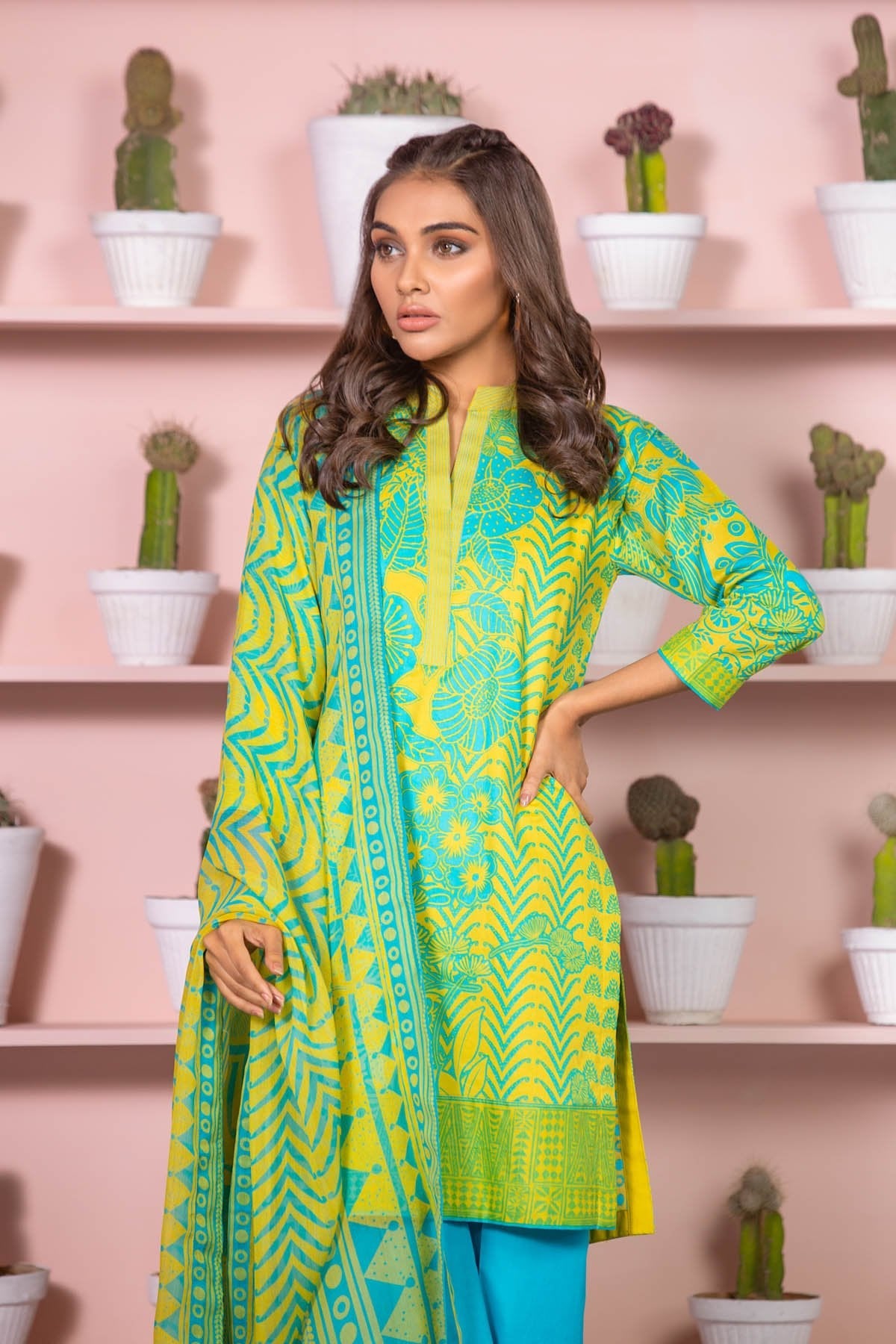Alkaram - 3 Piece Printed Lawn Suit With Digital Chiffon Dupatta