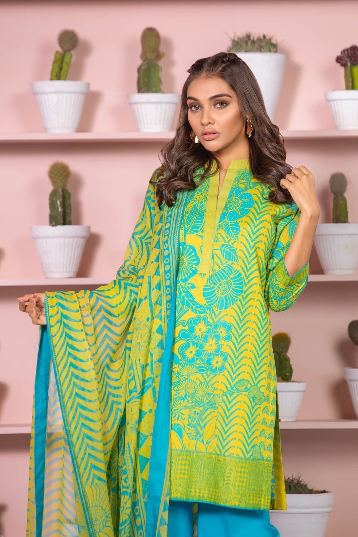 Alkaram - 3 Piece Printed Lawn Suit With Digital Chiffon Dupatta