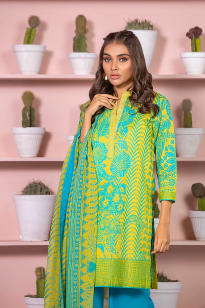 Alkaram - 3 Piece Printed Lawn Suit With Digital Chiffon Dupatta