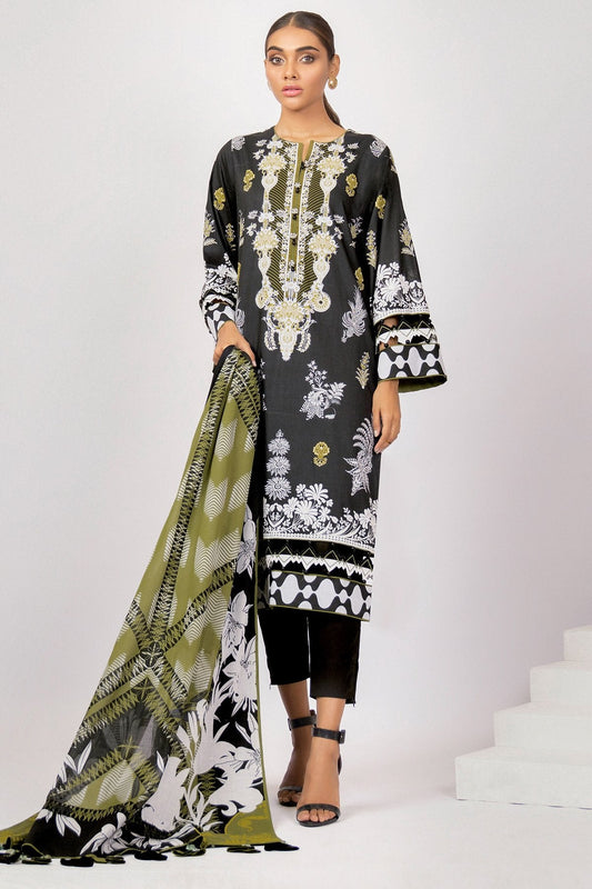 3 Pc Printed Lawn Suit With Printed Lawn Dupatta