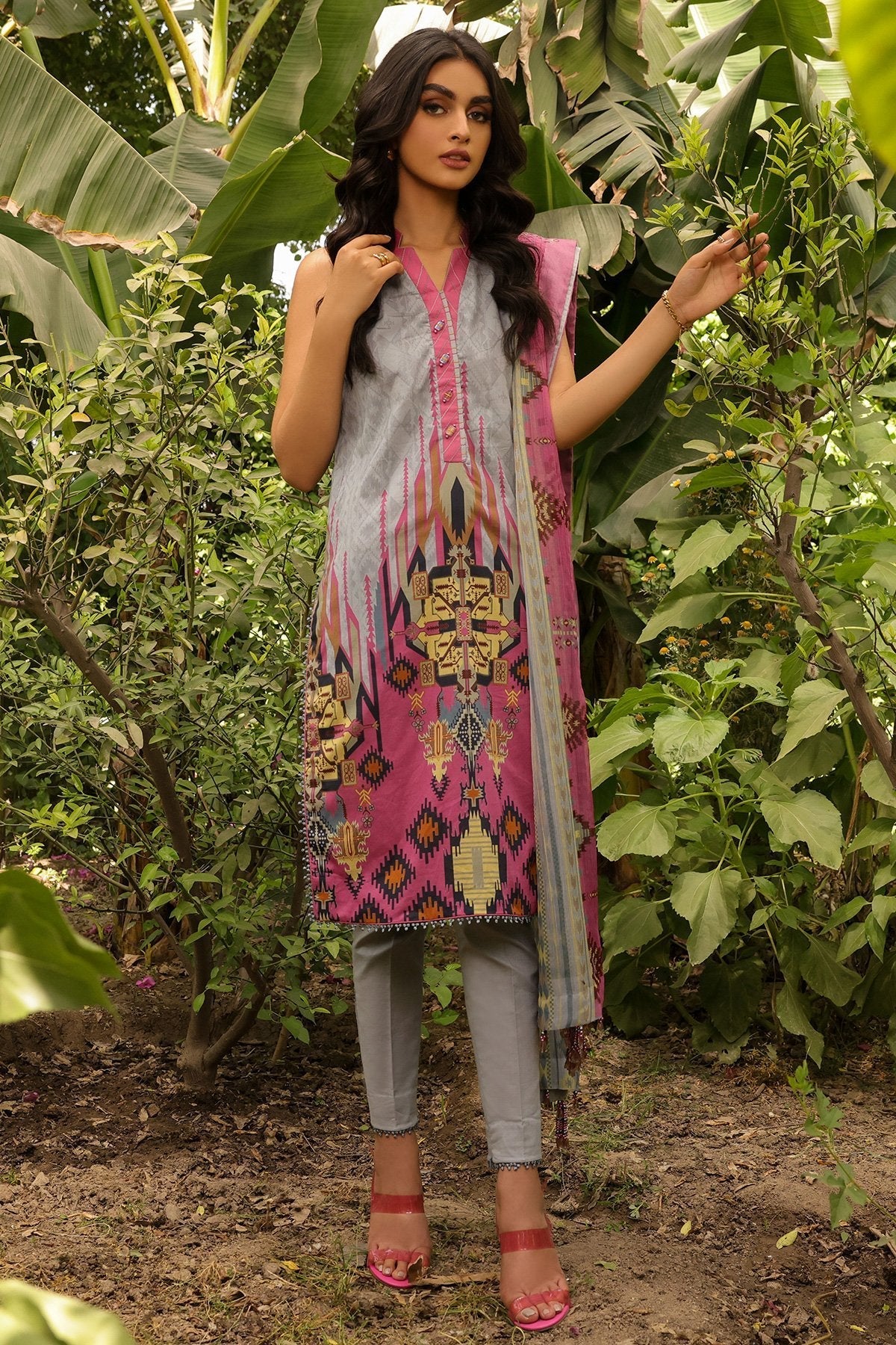 3 Pc Printed Lawn Suit With Lawn Dupatta