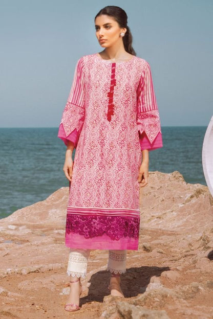 Alkaram - 2 Pc Embroidered Lawn Suit With Cambric Trouser