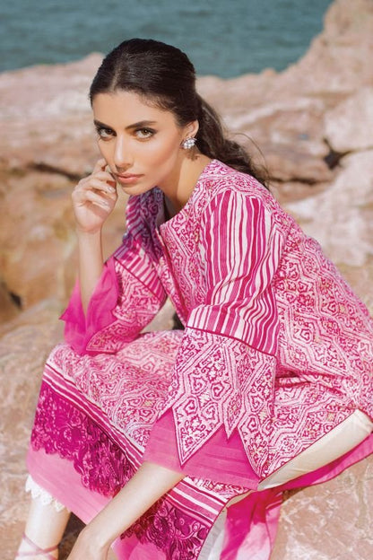 Alkaram - 2 Pc Embroidered Lawn Suit With Cambric Trouser